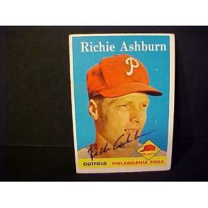 Richie Ashburn Philadelphia Phillies #230 1958 Topps Signed 