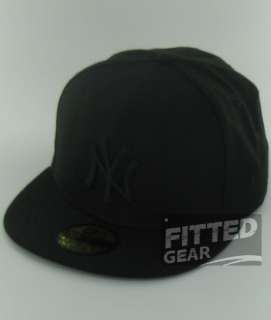   YANKEES BLACKOUT Black Hat Logo New Era 59Fifty MLB Fitted Caps  