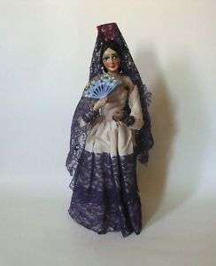 Vintage Spain Flamenco Dancer Purple Dress Woman Doll  