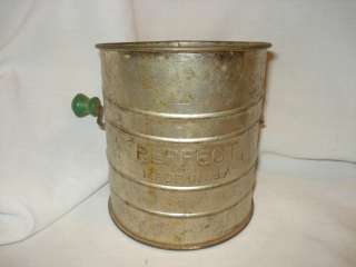 perfect brand old antique flour sifter made in usa with green knob 