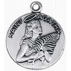 St. Agatha Sterling Silver Medal with 18 Inch Chain