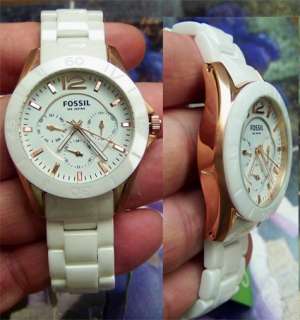 Fossil Womens CE1006 Ceramic white band watches.