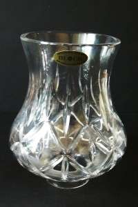 BLOCK HEAVY LEAD CRYSTAL HURRICANE CANDLE LAMP SIGNED  