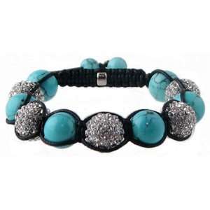  Crystal Disco Ball Bracelet Turquoise Magnesite and Silver 