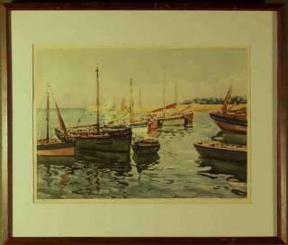 Paul Emile Lecomte (1877 1950) Harbor Etching  