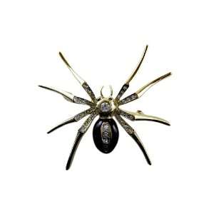   Pin   Gold Plated CZ Crystal Black Spider Lapel Pin Toys & Games