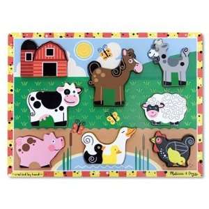  Melissa & Doug Farm Wooden Chunky Puzzle: Toys & Games