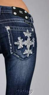 Miss Me Jeans Winter Wonderland Silver Sparkle Snowflake Boot Cut 