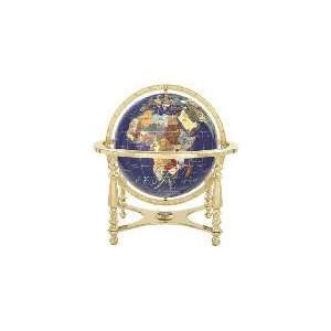   220mm) Blue Lapis Gemstone Globe with 4 leg Gold