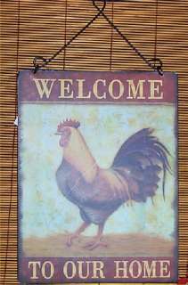 Rooster Tin Sign Welcome To our Home Wall Decor Kitchen  
