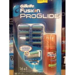 Gillette Fusion ProGlide 16 Cartridges + 1 Shave Gel