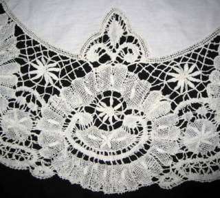 Bobbin Lace Linen Table Cloth Handmade c1850 32 Candlestand Cloth 