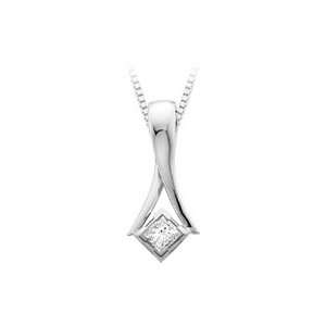   : Ladies 14kt. White Gold, Princess Sierra Diamond Pendant: Jewelry