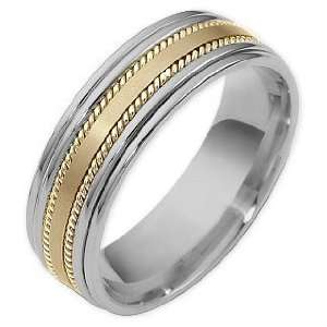   18 Karat Two Tone Gold Comfort Fit Rope Style Wedding Band Ring   8.25