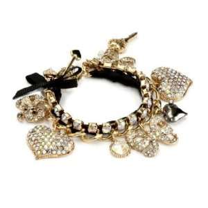 Betsey Johnson Iconic Perfectly Pave Heart Charm Bracelet