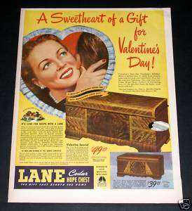 1946 OLD MAGAZINE PRINT AD, LANE CHEST, VALENTINE SWEETHEART  