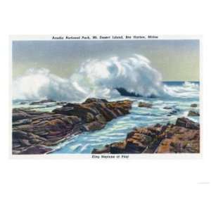   Harbor, Maine   View of the Surf Giclee Poster Print: Home & Kitchen