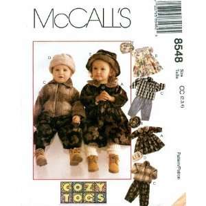  McCalls 8548 Sewing Pattern Toddlers Jacket Dress Pants Cap Hat 