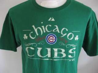 NEW NWOT Majestic CHICAGO CUBS Green MLB Logo T Shirt L  