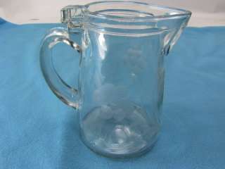 Vintage Glass Etched Maple Syrup Pitcher  