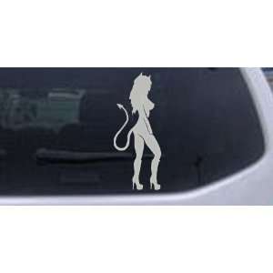 Sexy Evil Girl Car Window Wall Laptop Decal Sticker    Silver 38in X 