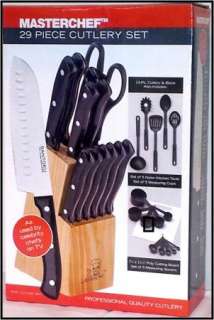 Masterchef 29 Pc Knife Set Includes 7 Santoku Knife Wood Block 