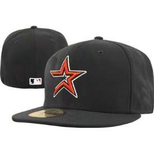 Houston Astros New Era 5950 Fitted Black Baseball Cap Size 