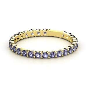 Rich & Thin Band, 14K Yellow Gold Ring with Iolite
