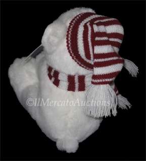   33111 Plush 10 Teddy Bear Hat Scarf White Stuffed Animal Toy  