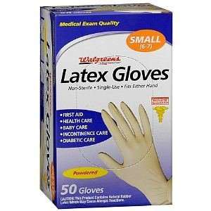   Latex Gloves, Powdered, Small, 50 ea Health 