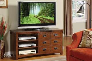 EASTON MISSION OAK FINISH WOOD TV STAND CONSOLE CABINET  
