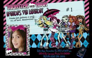 PERSONALIZED MONSTER HIGH BIRTHDAY PARTY INVITATIONS  