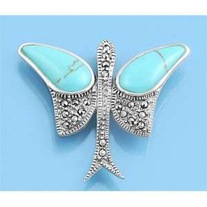   Butterfly Italian .925 Sterling Silver Brooches / Pin (32mm) Jewelry