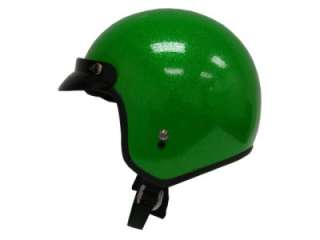  Motorcycle Helmet Vintage Green Open Face Racer Chopper Bobber DOT