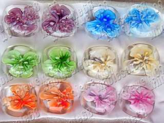 Jewelry Wholesale lots 3D flower murano glass rings new  