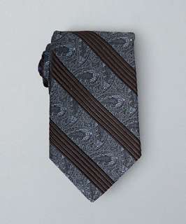 Robert Graham blue paisley stripe silk tie