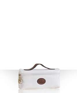 Longchamp white nylon Le Pliage top handle cosmetic pouch   