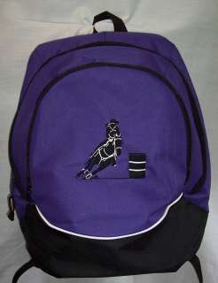 BARREL RACER racing Backpack Book Bag purple horse NEW  