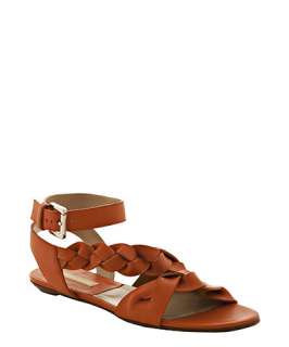 Michael Kors orange leather braided strap flat sandals