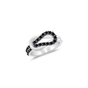   86 Cts Black Diamond Love Knot Ring in 14K White Gold 4.0 Jewelry