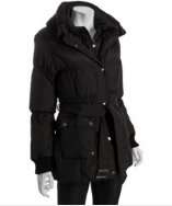 Betsey Johnson black double collar belted puffer jacket style 