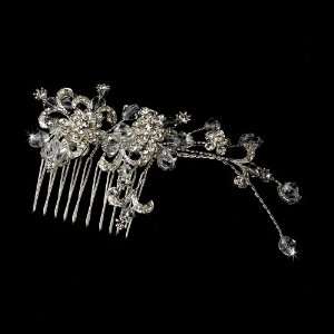  Glittering Silver Floral Hair Comb with Austrian Crystals 