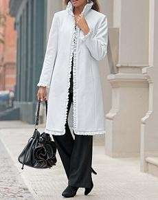 Larry Levine womens winter white wool coat ruffle jacket plus size 3X 