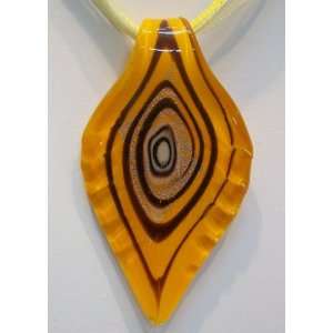  Brand new Murano Style Glass Pendant Necklace Leaf Orange 