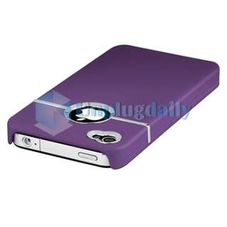   Case w/ Chrome Hole Rear Cover+PRIVACY FILTER for iPhone 4 4S  
