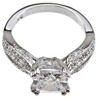   .925 Princess Square CZ Silver Promise Engagement Ring sz 7  