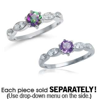 Natural Rainbow Fire Topaz or Amethyst 925 Sterling Silver Engagement 