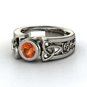  Celtic Sun Ring, Round Fire Opal Palladium Ring: Jewelry