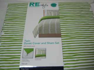 Room Essentials Twin Duvet Cover and Sham Set Lime Green /White 