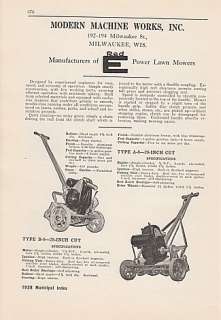1928 Modern Machine Works Ad Red E Power Lawn Mowers  